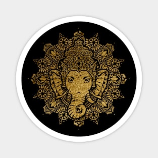 Hinduism God Lord Ganesha with Lotus Flower Mandala Pattern Magnet